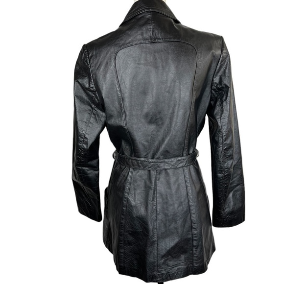 Women’s Genuine Leather Belted Button Up Jacket - Picture 2 of 11